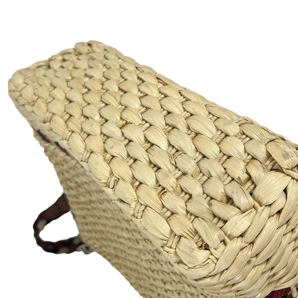 BRIGHTON Raffia Purse With Leather Trim & Braided Leather Strap - Picture 7 of 13